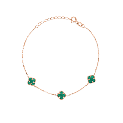 Zelta rokassprādze "3 zaļie āboliņi"