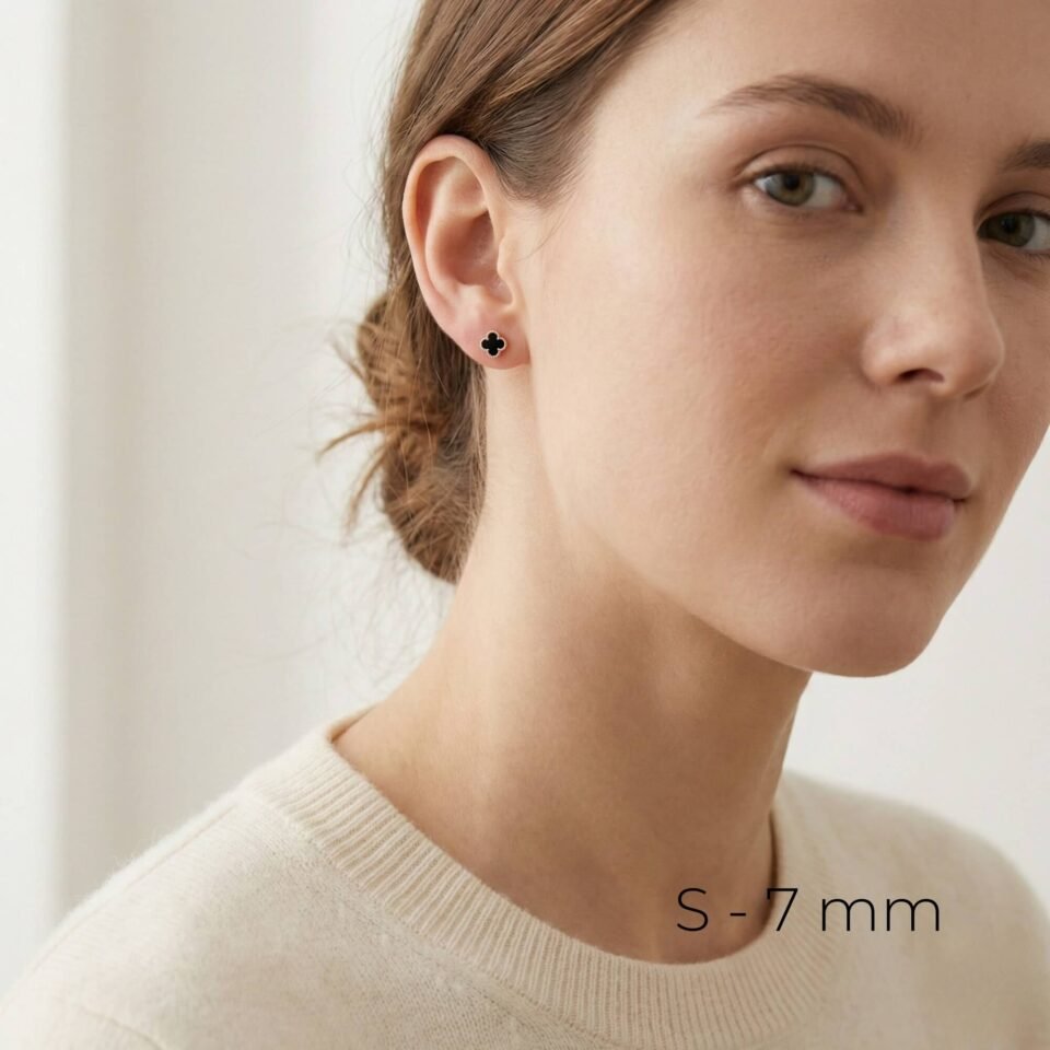 Золотые серьги "Черный клевер"