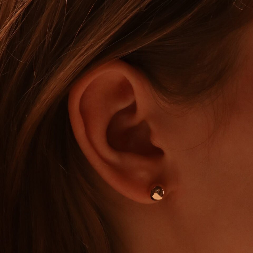 Золотые серьги "Пузырьки" в ухо