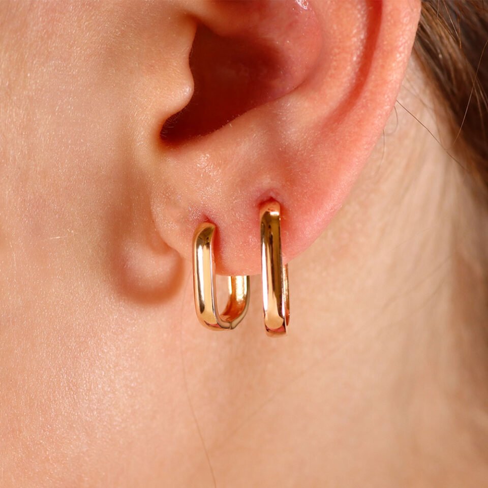 Auksiniai Auskarai "Square hoops"