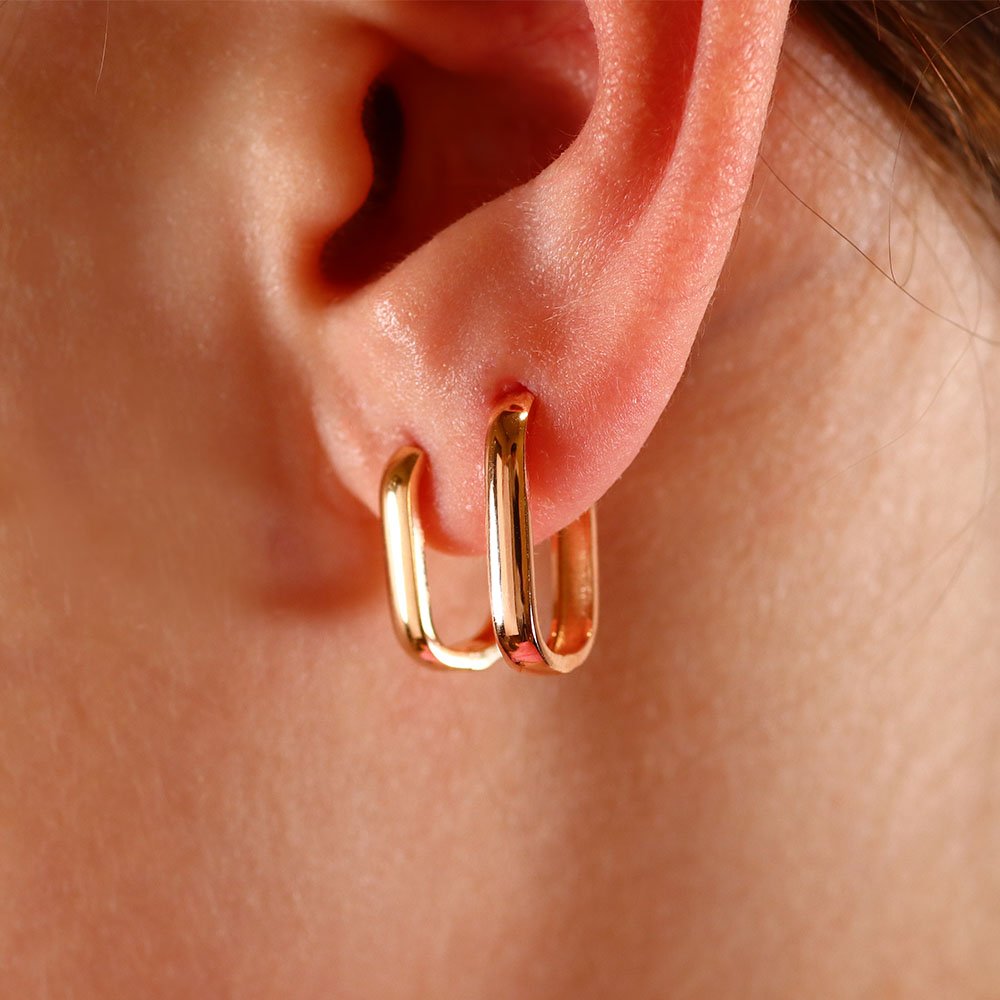 Zelta auskari "Kvadrātveida stīpiņas"