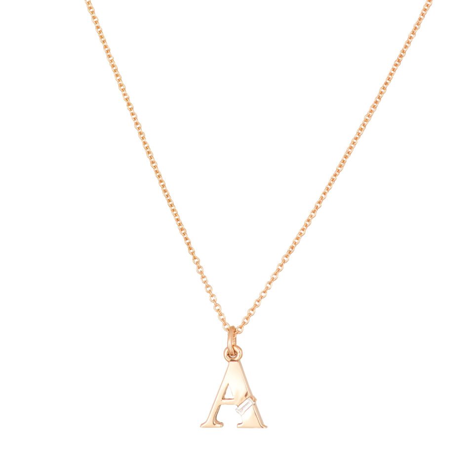 Gold Chain with the letter "M" and a diamond