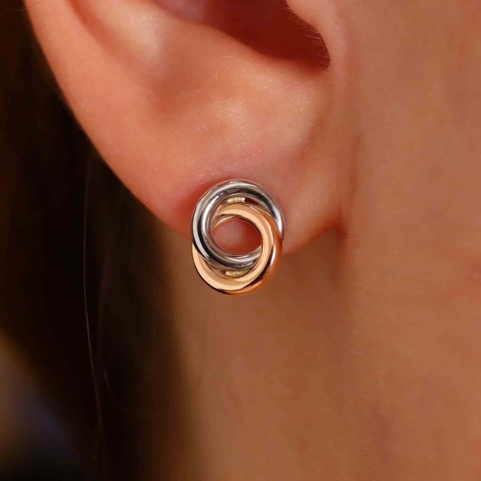 Золотые серьги "2 цвета"