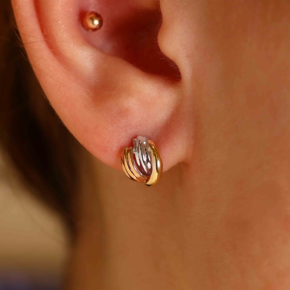 Золотые серьги "3 цвета"