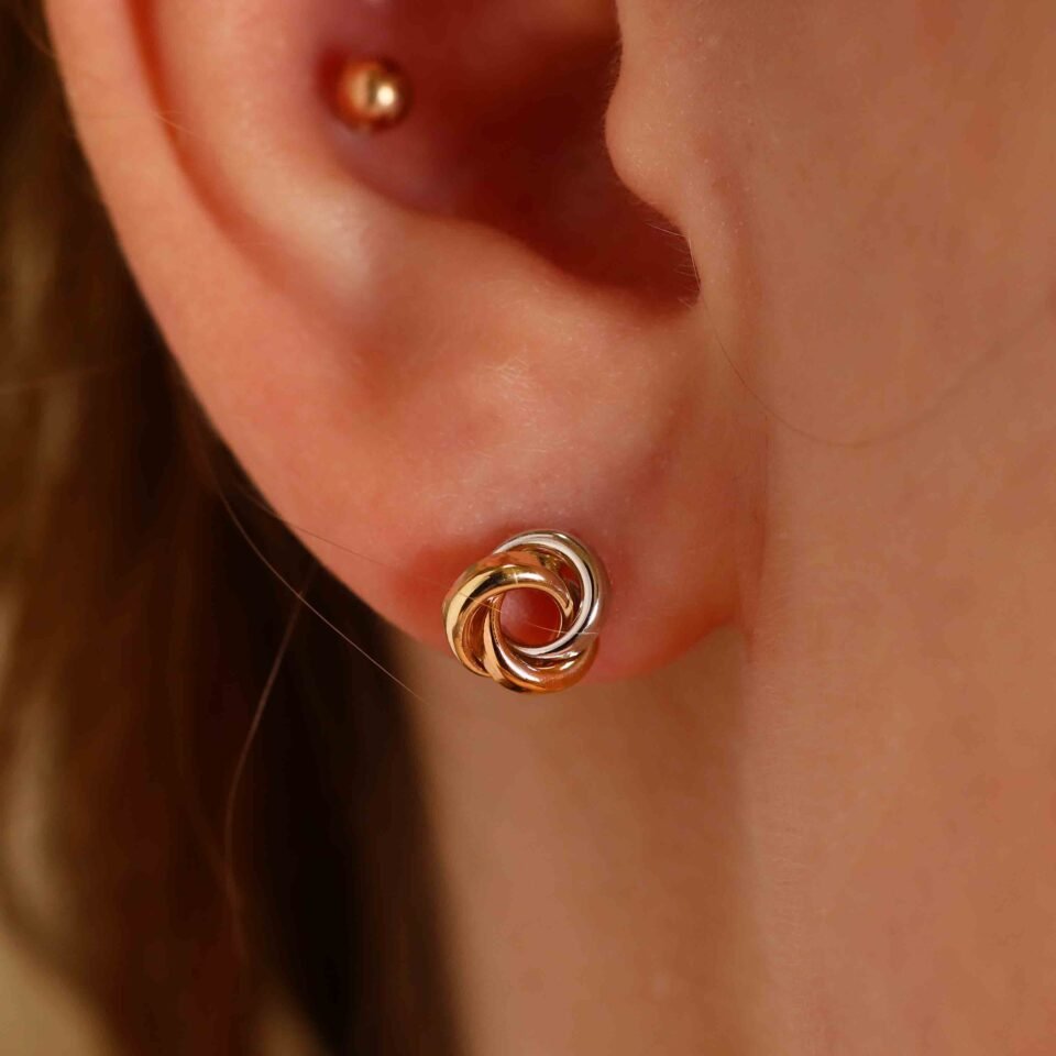 Золотые серьги "3 цвета"