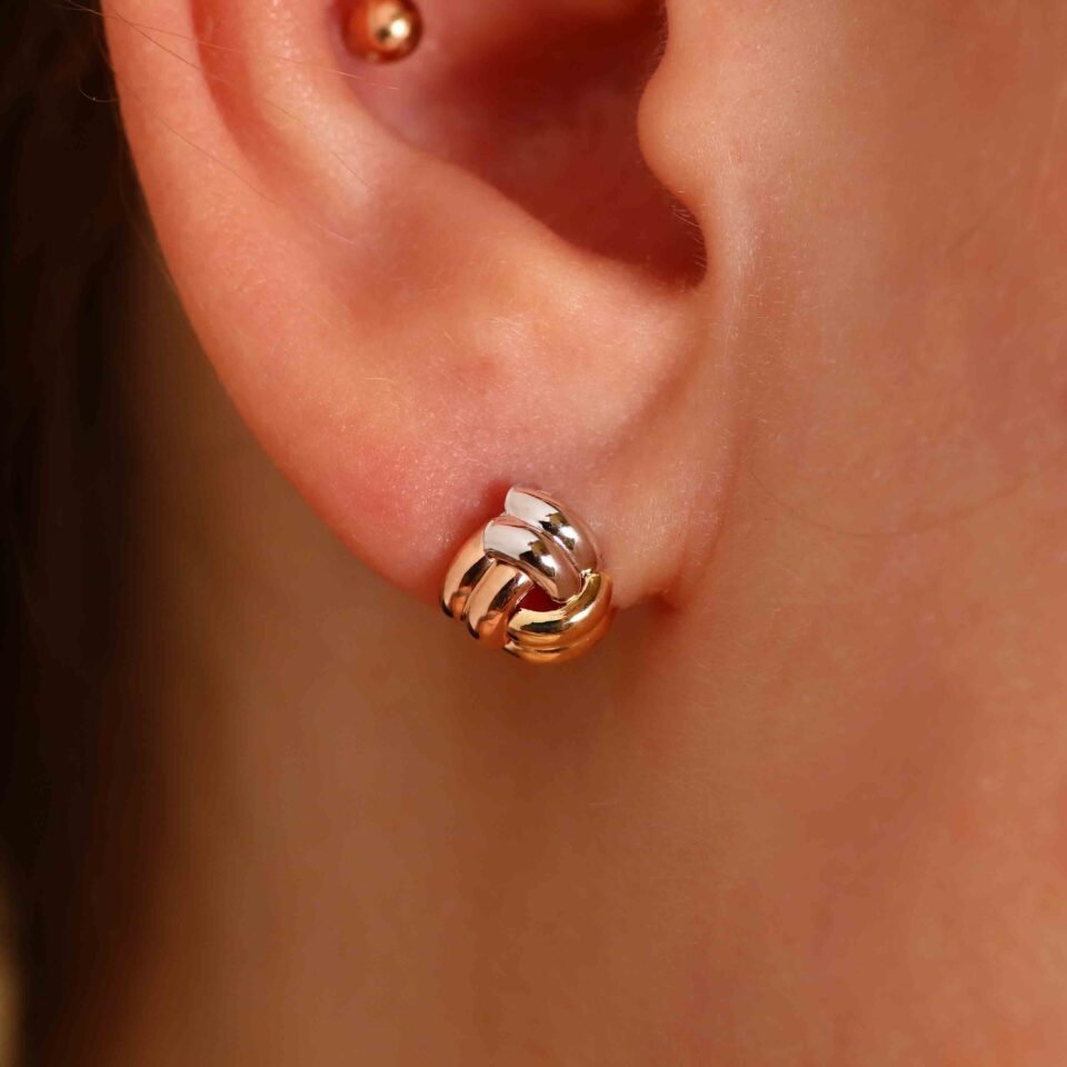 Золотые серьги "3 цвета"