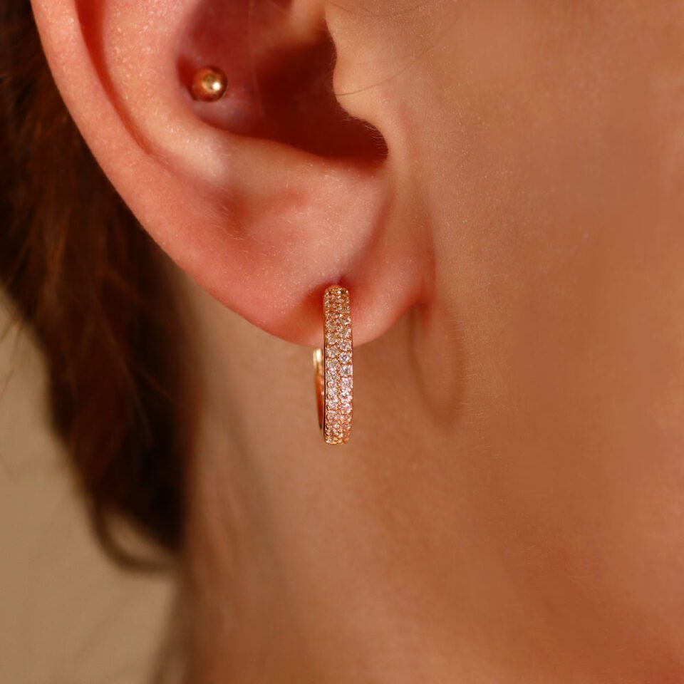 Auksiniai auskarai "Rinkės su cirkoniais"