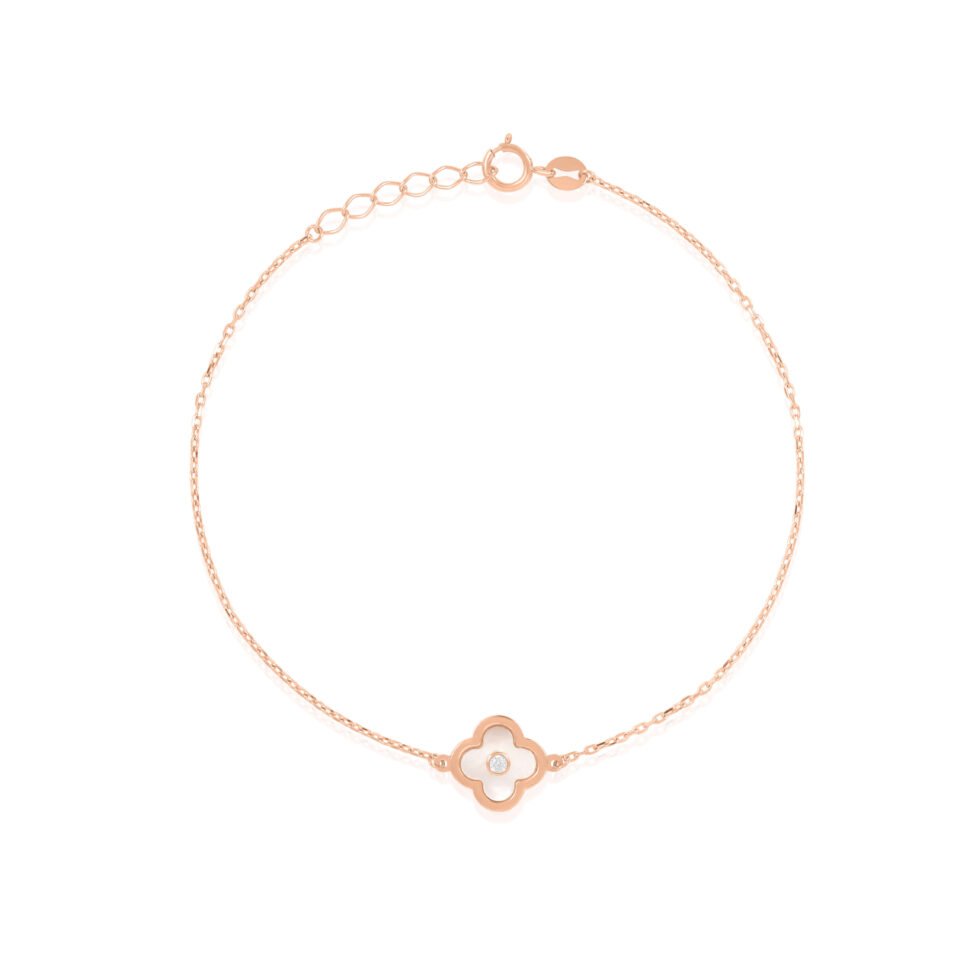 Bransoletka złota "Koniczynka z cyrkonią"