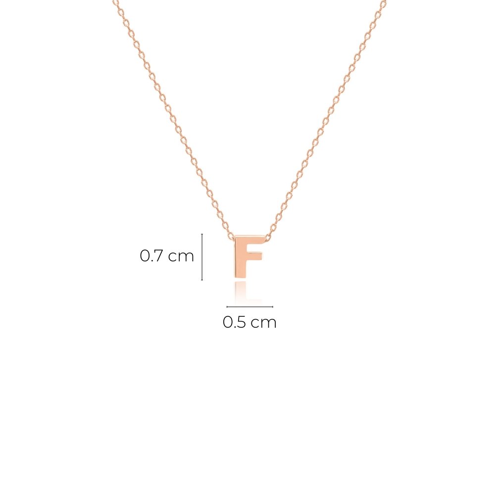 Gold pendant letter "F" measurements