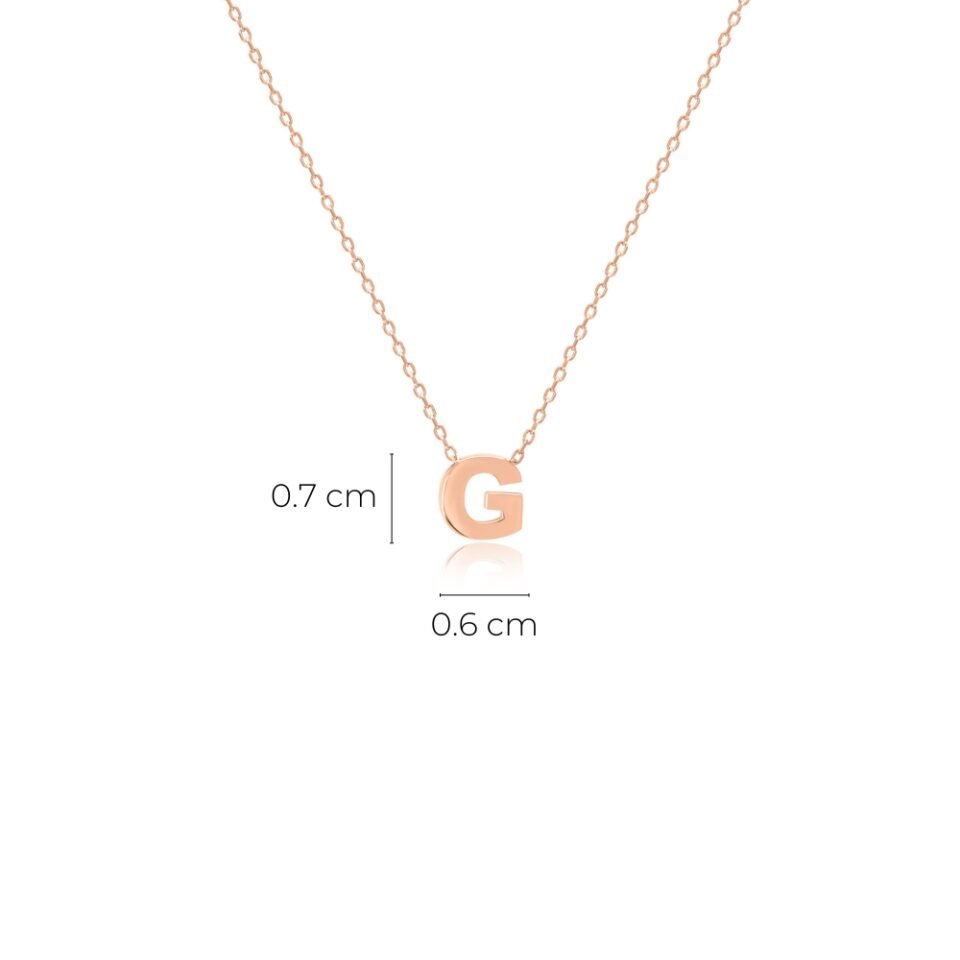 Gold pendant letter "G" measurements