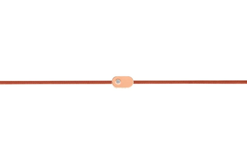 Браслет из медной нити с бриллиантом в красном золоте "Тарелка"