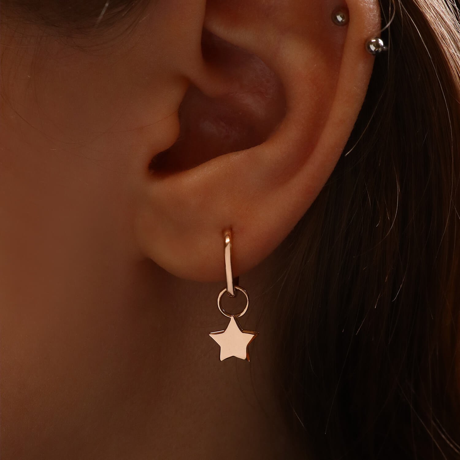 Auskarų pakabukas "Žvaigždė" su rinkute ausyje