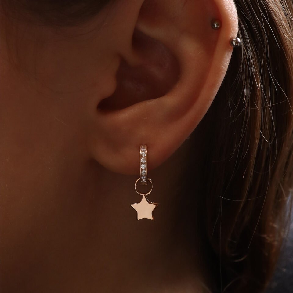 Earring pendant "Star" with a ring in the ear