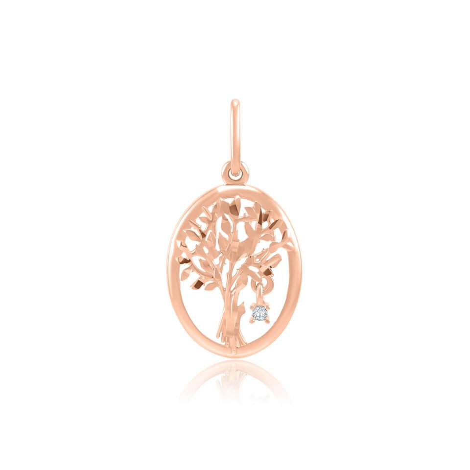 Goldanhänger "Ovaler Lebensbaum mit Zirkon"