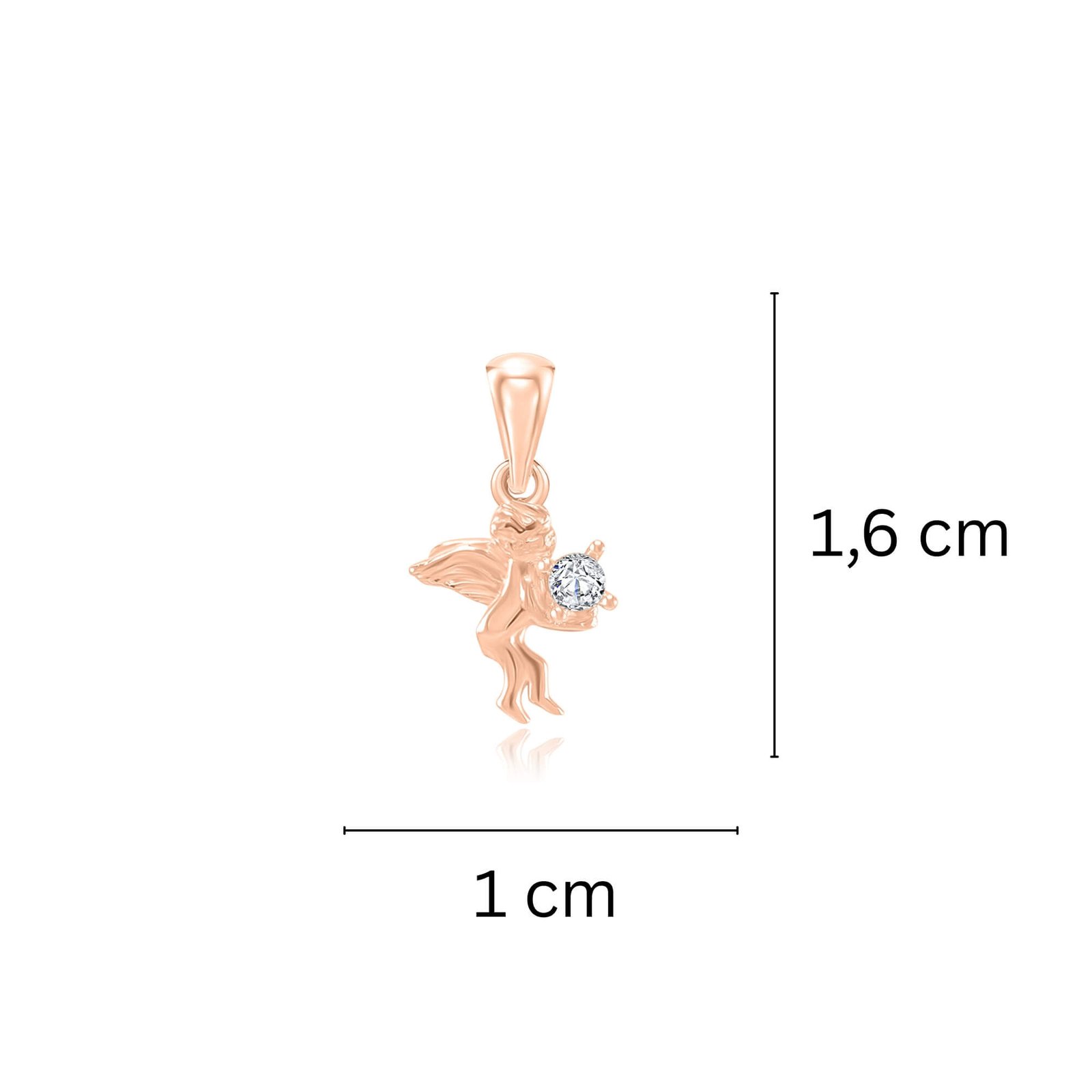 Gold pendant "Angel holding a zircon" (Guardian Angel) measurements