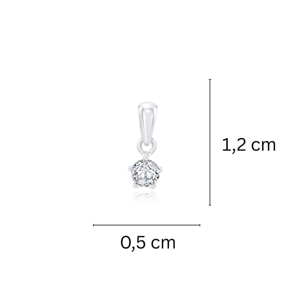 Valgest kullast ripats tsirkooniga "Silma" mõõdud