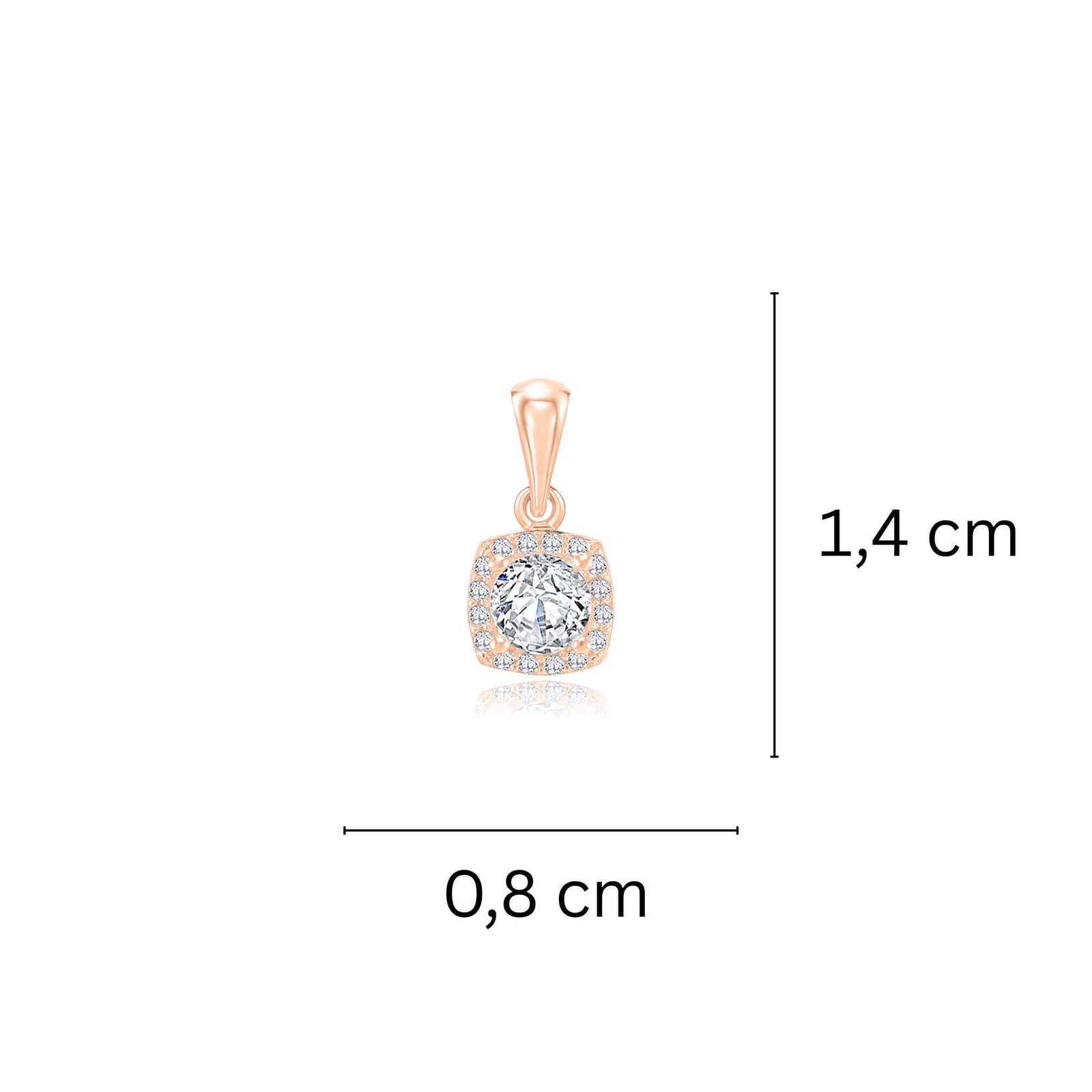 Złota zawieszka z cyrkonią wymiary