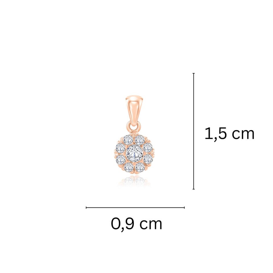 Gold pendant with zircon measurements