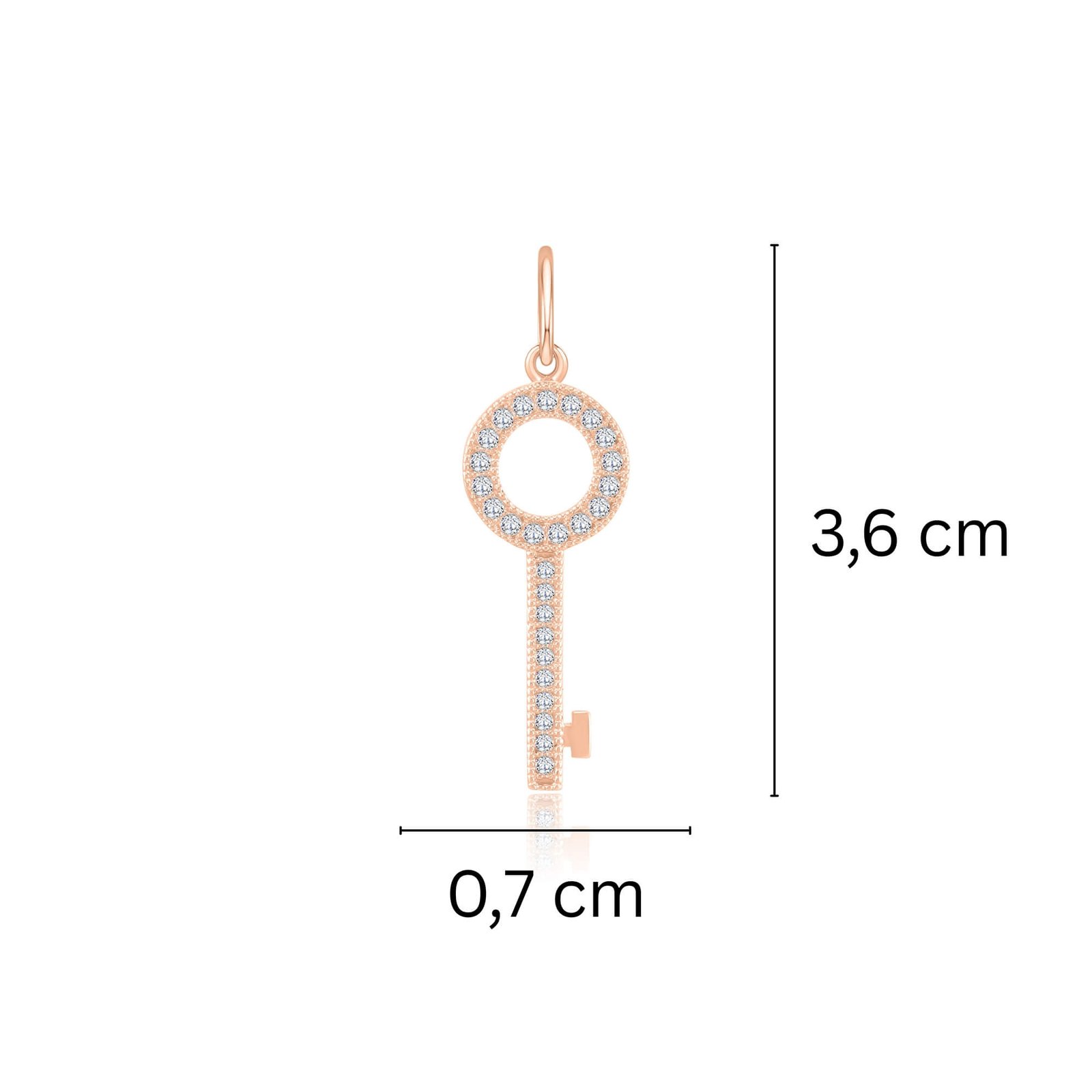 Zelta kulona "Atslēga ar cirkoniem" (Atslēgas) izmēri