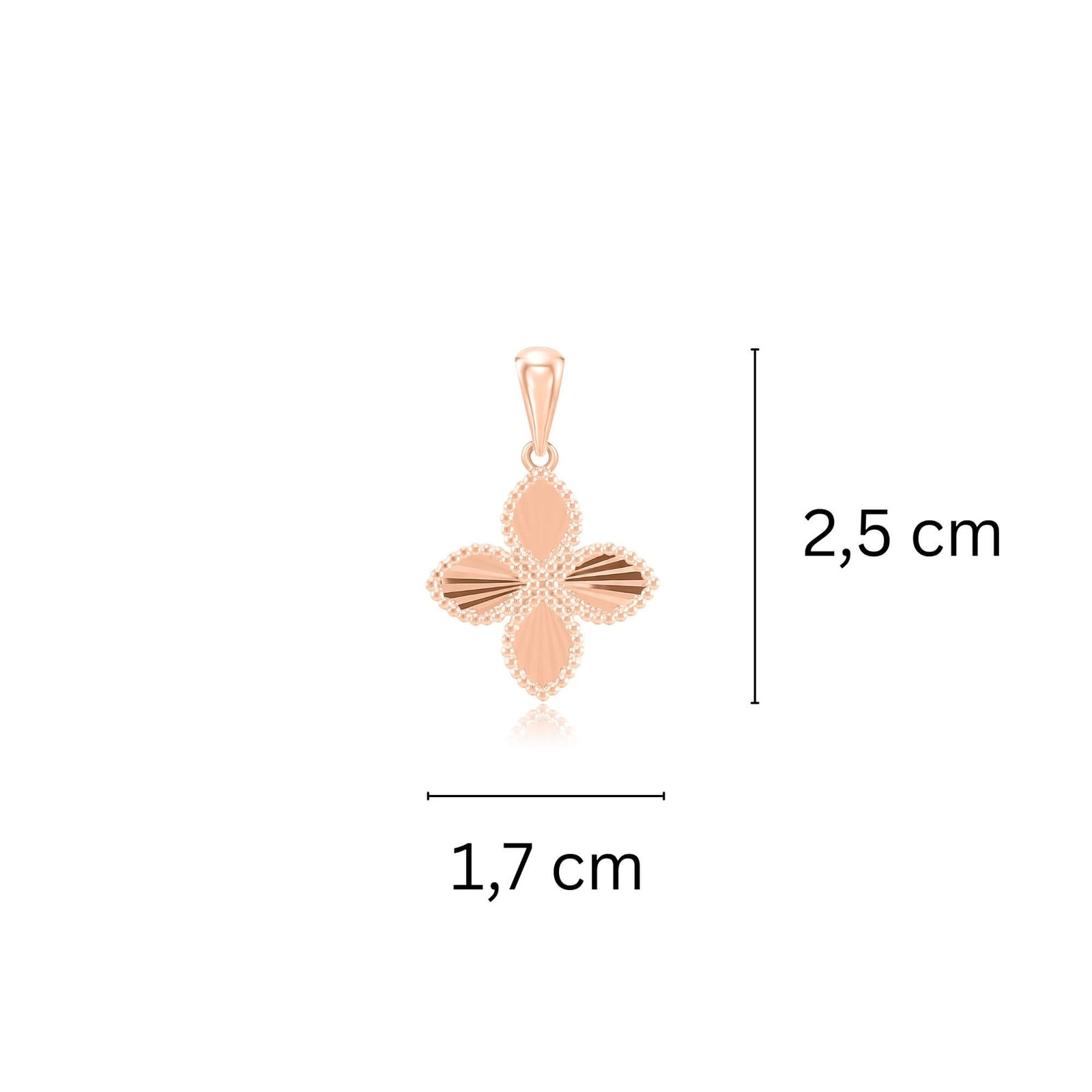 Gold pendant "Sparkling Clover" measurements