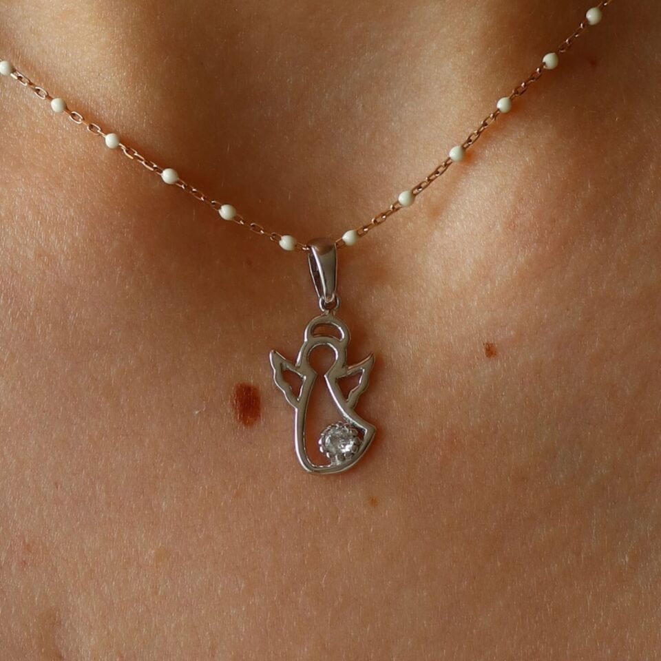 Valgest kullast ripats "Kaitseingel" (väike ingel)