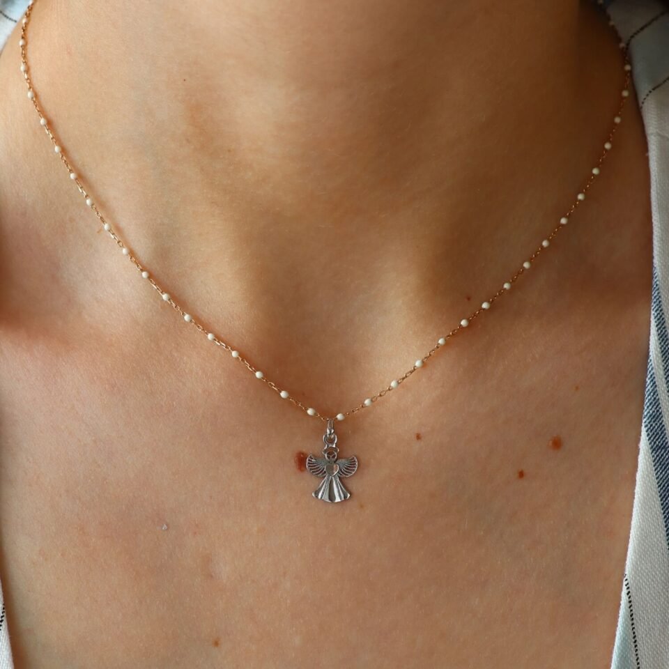 Valgest kullast ripats "Kaitseingel" (väike ingel)