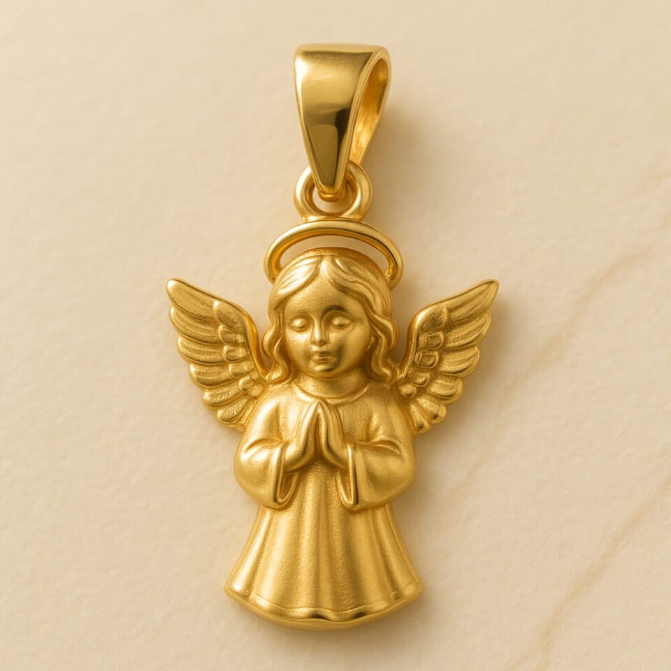 Ideāla kristību dāvana – zelta eņģeļa kulons
