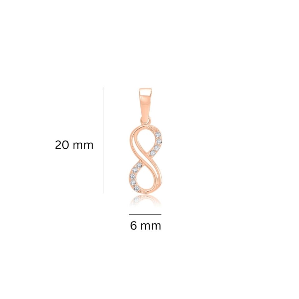 Gold pendant "Infinity with zircons" measurements