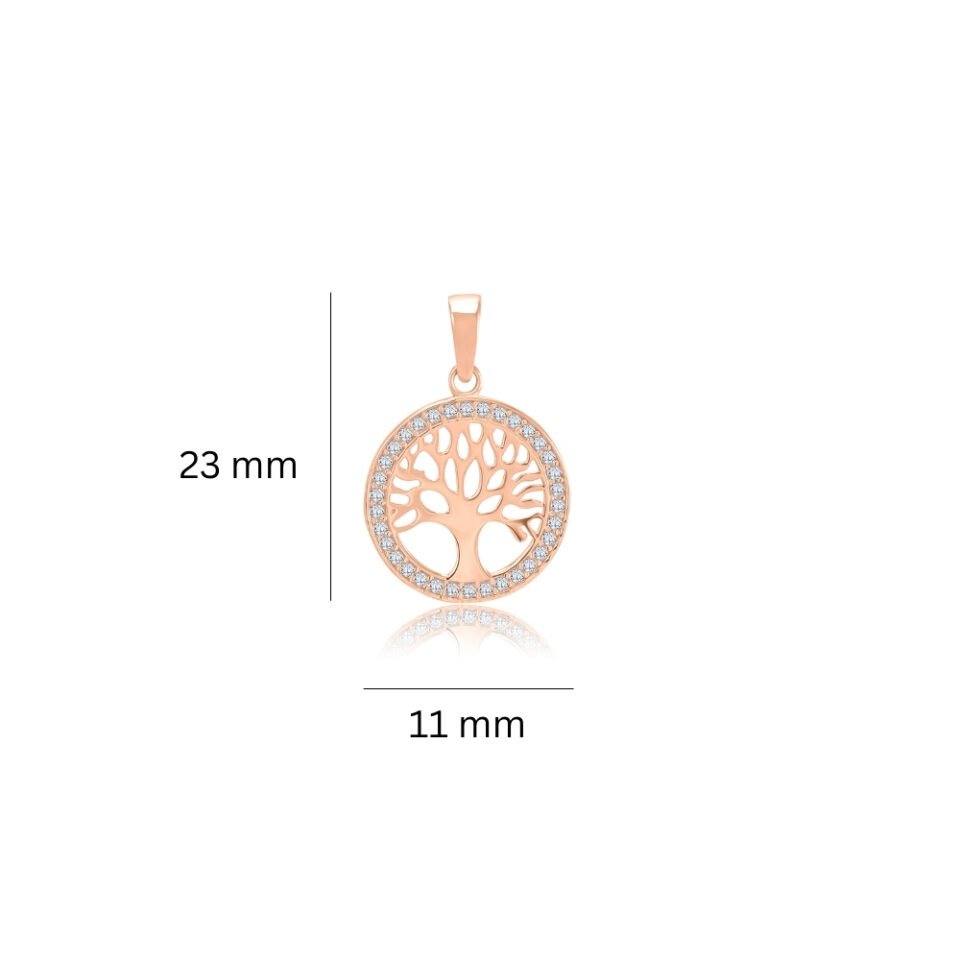 Goldanhänger "Lebensbaum mit Zirkonen" Maße
