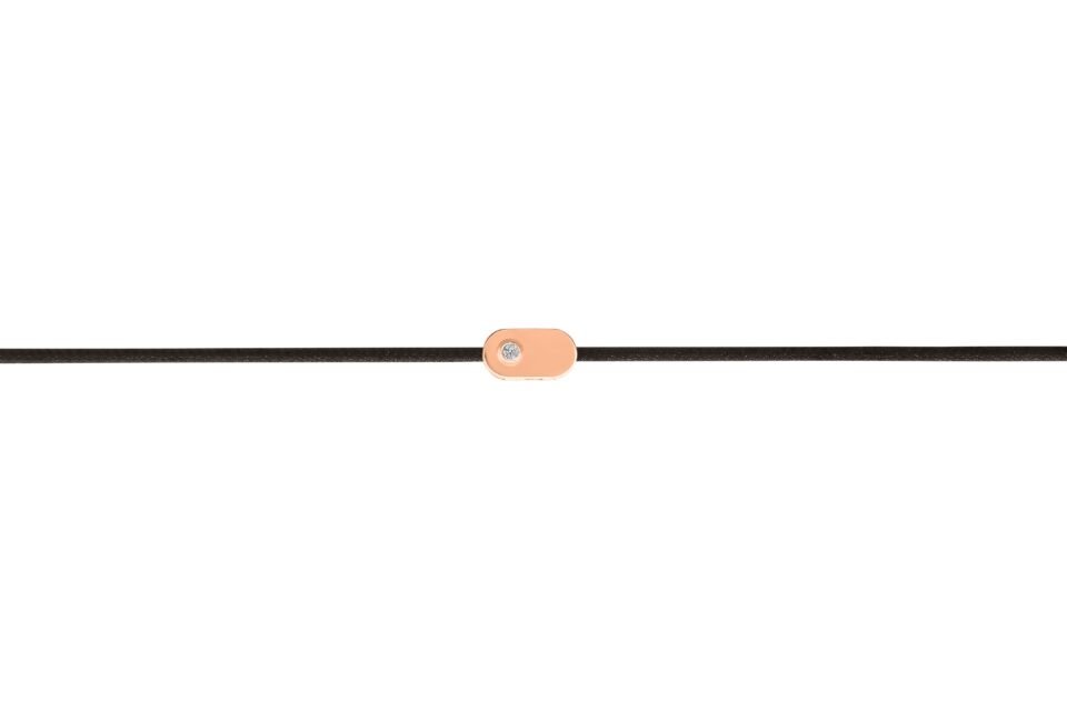 Браслет из черной нити с бриллиантом в красном золоте "Тарелка"