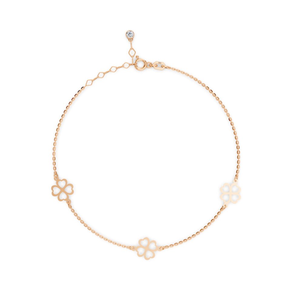 Złota bransoletka "Czterolistna koniczyna"