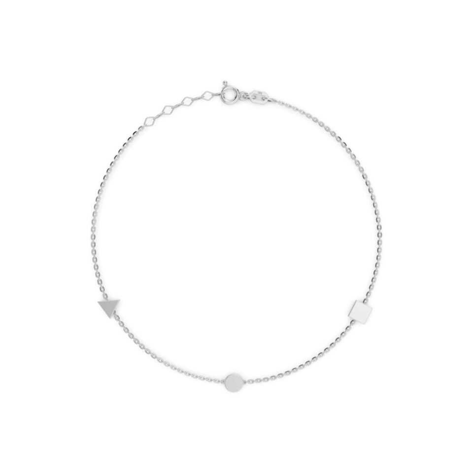 Valgest kullast käevõru "Geomeetria"