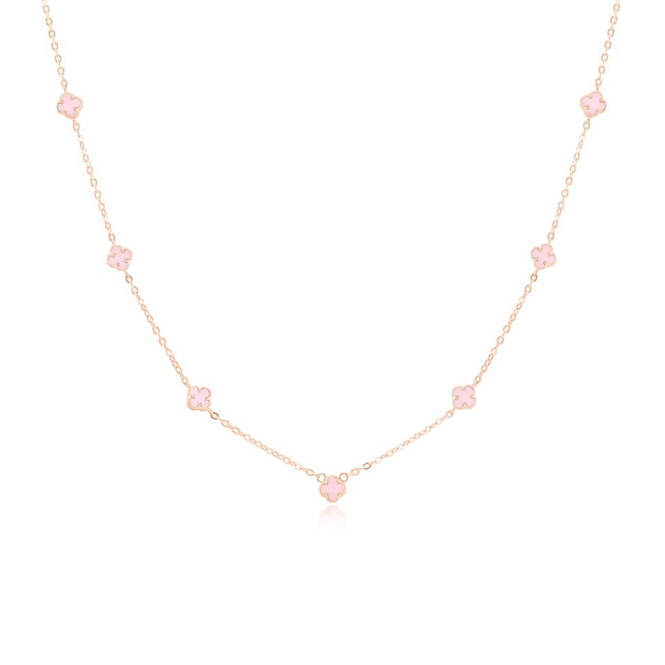 Золотая цепочка с подвеской „5 мини розовых жемчужин”