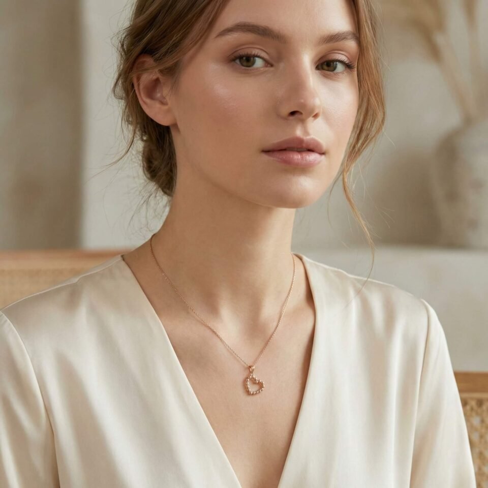 Gold pendant "Heart" around the neck