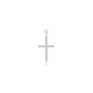 Gold pendant with diamonds "Cross" white gold