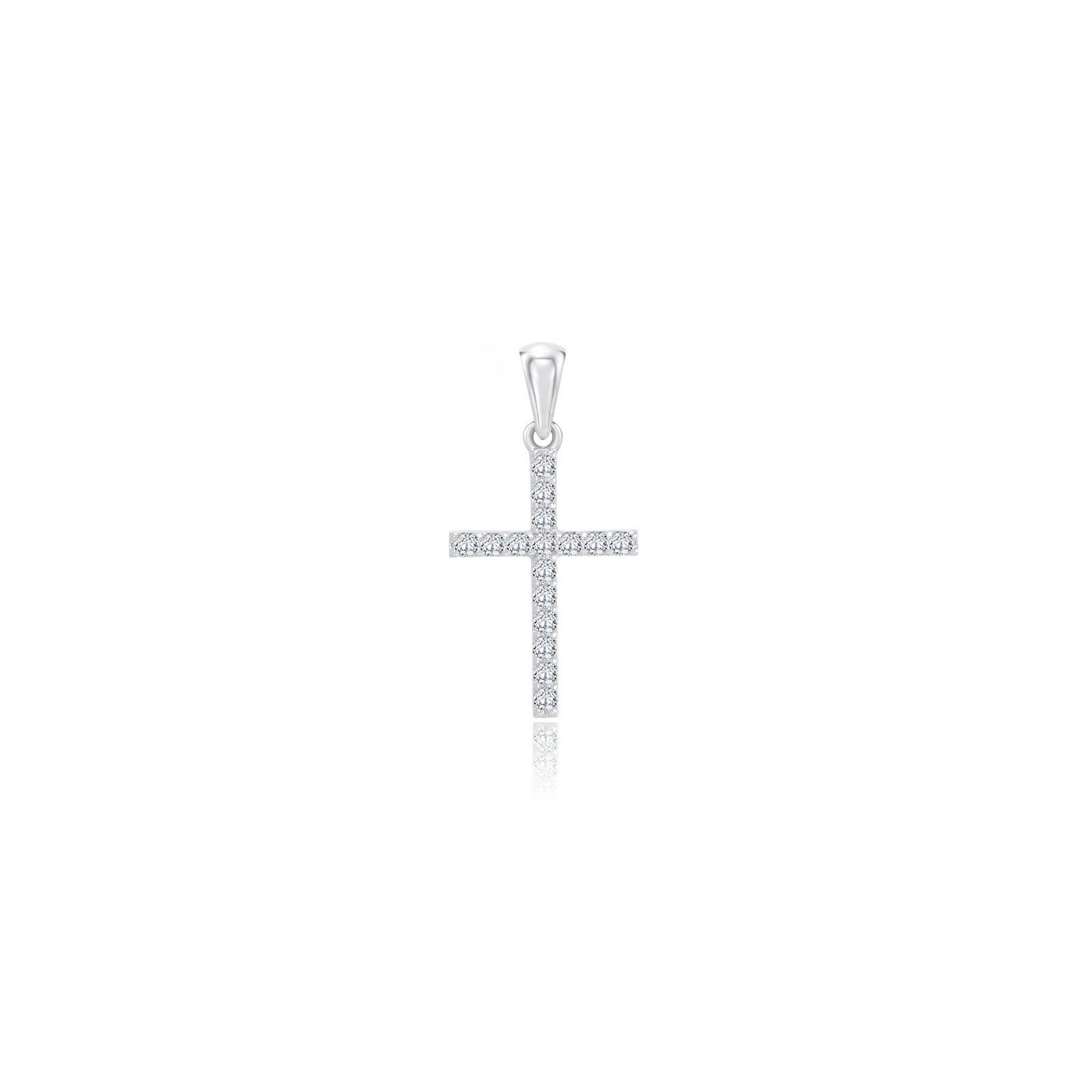 Gold pendant with diamonds "Cross" white gold
