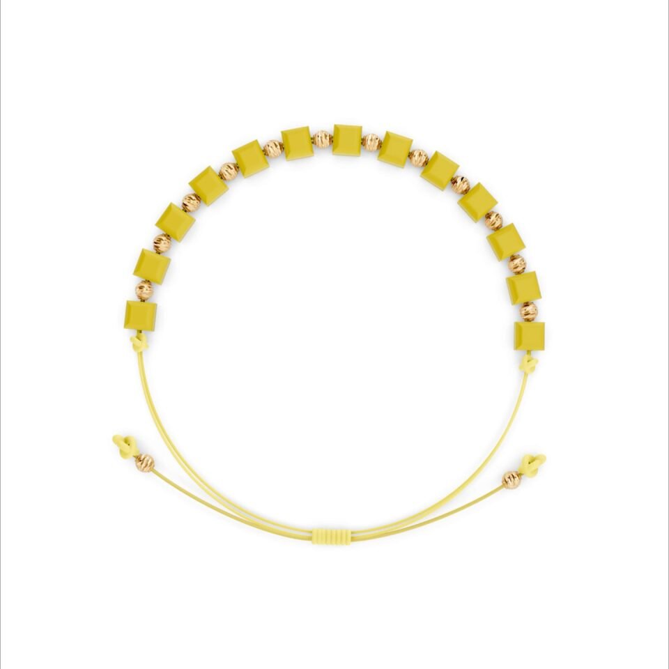 Geltona siūlo apyrankė su auksu