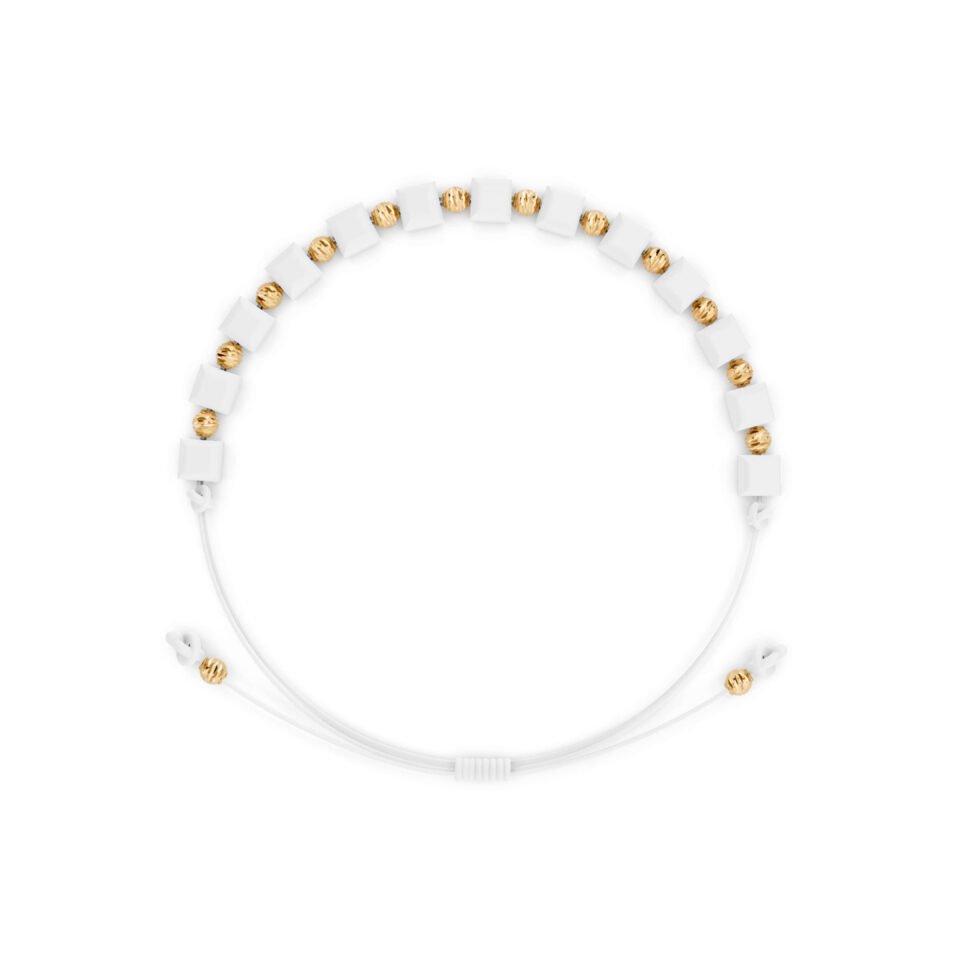 Balta siūlo apyrankė su auksu